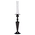 Elegant Black Metal Candle Lamp With Decorative Stand And White Wax Candle