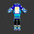 Blue White Yellow Hoodie With Number 11 Geometric Pattern Shorts And Matching Shoes