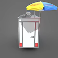 Hot Dogs And Drinks Food Cart With Yellow Blue Umbrella And Graphics