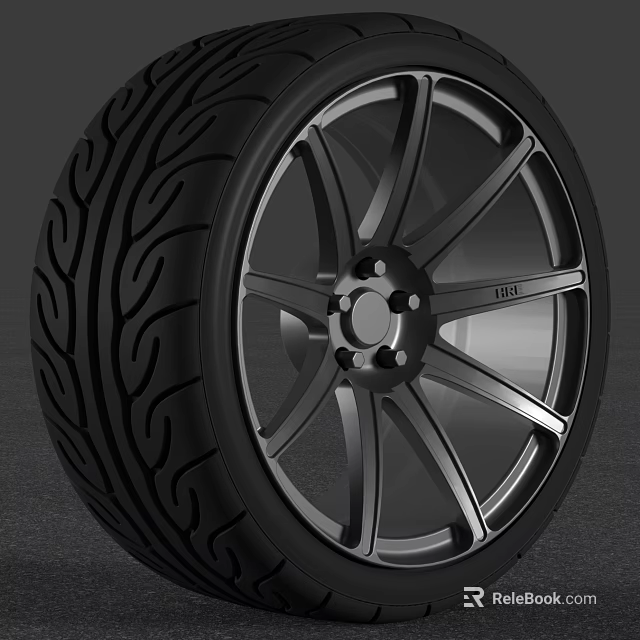Car Tire With Alloy Wheel Rim Modern Design And Detailed Tread Pattern 3d model 