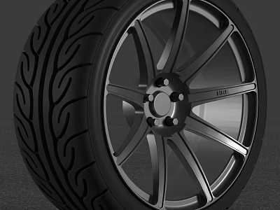 Car Tire With Alloy Wheel Rim Modern Design And Detailed Tread Pattern 3d model