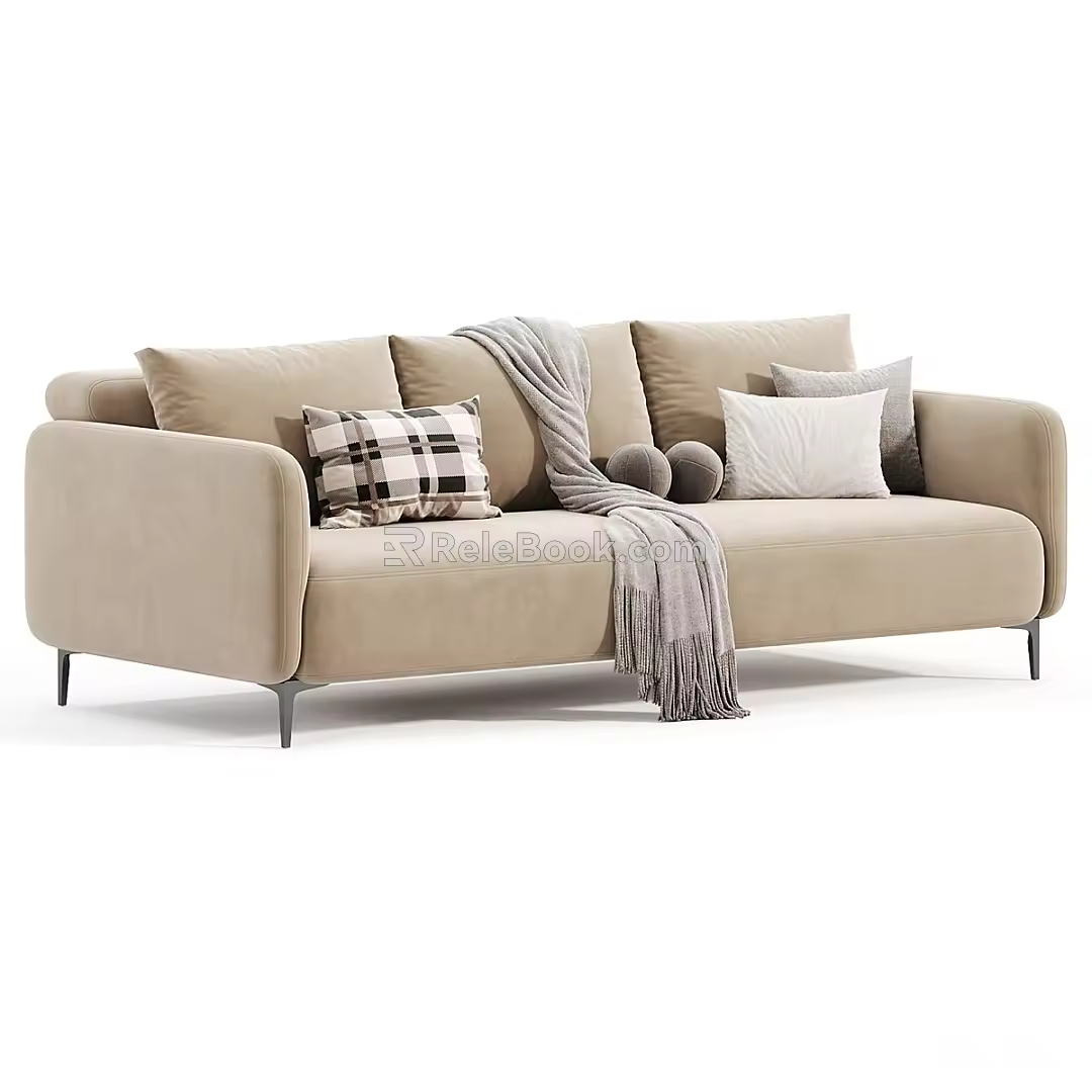 Fabric Sofa Double Sofa Leisure Sofa 3d model