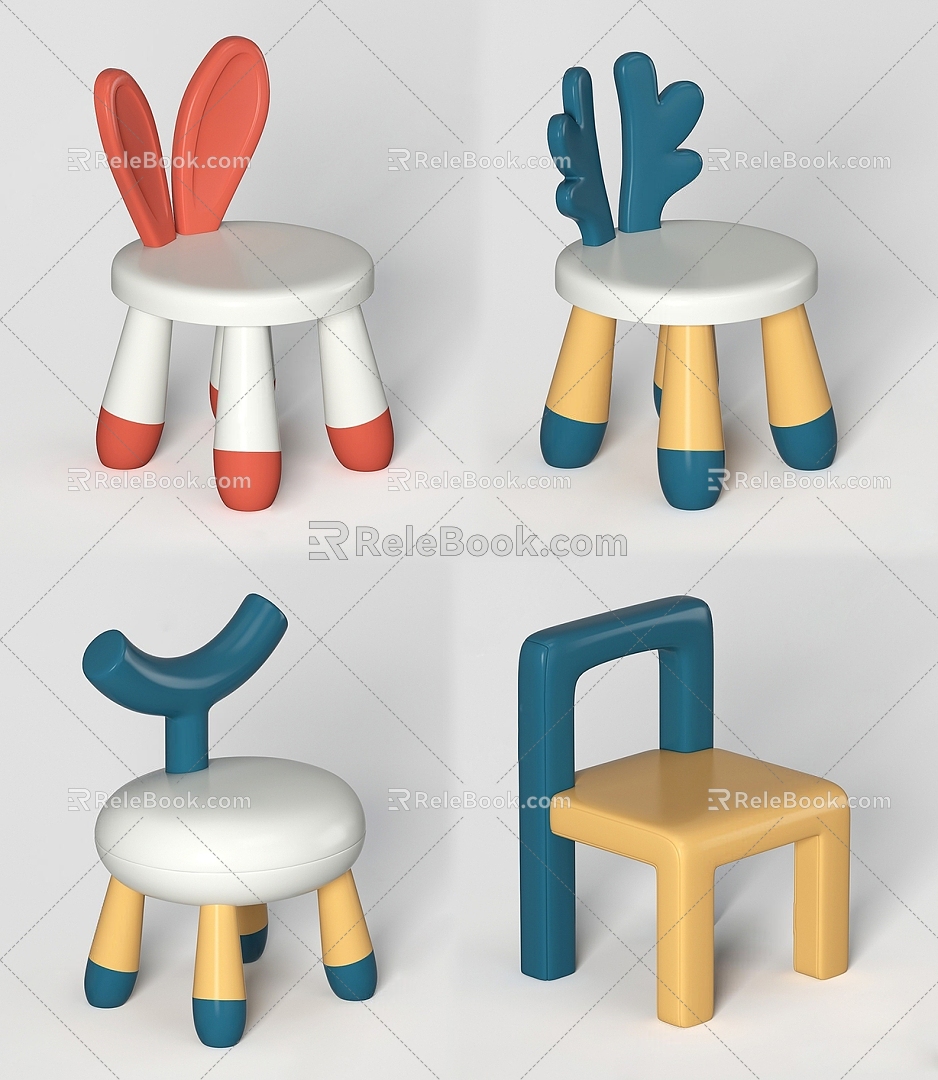 Modern Children's Chair Cartoon Colorful Children's Chair model