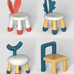 Modern Children's Chair Cartoon Colorful Children's Chair 3d model