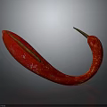 Fresh Red Curved Chili Pepper With Shiny Surface And Natural Shape