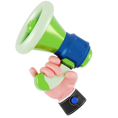 Cartoon Hand Ornament Decoration Set With Green Blue Toy Megaphone Black Wristband And Blue Button 3d model