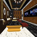 KTV Luxury Interior Design With Comfortable Sofas Large TV And Elegant Decor 3d model