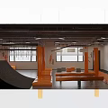 Modern Industrial Style Indoor Obstacle Training Gym With Bright Orange Protective Mats And Complete Facilities