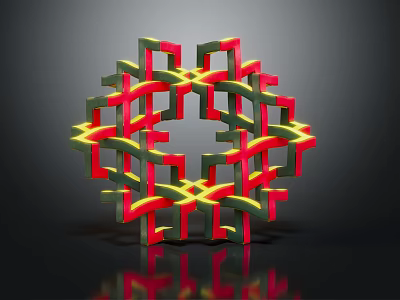 Colorful Red Green Yellow Building Blocks Form Interwoven Circular 3D Structure 3d model