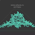 Ornate Decorative Triangle Architectural Component With Intricate Carved Floral Designs