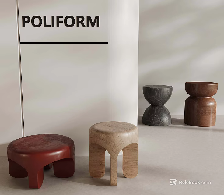 POLIFORM Modern Stools Display With Various Colors And Unique Designs 3d model