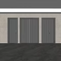 Modern Black Interior Swing Doors With Vertical Stripe Design For Home Living Space