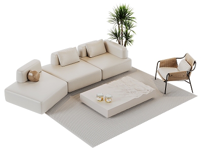 Modern sofa coffee table combination 3d model