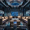 Luxury Modern KTV Party Interior With Large Screen Sofas And Round Decorative Screens