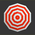Red And White Striped Outdoor Umbrella With Stable White Base For Daily Use