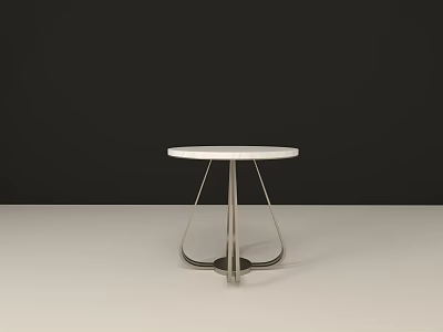 Modern Side Table With White Round Top And Sleek Metal Legs Design 3d model