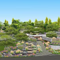 Beautiful Yard Garden Design With Lush Trees Green Lawn Stone Steps And Colorful Flower Beds