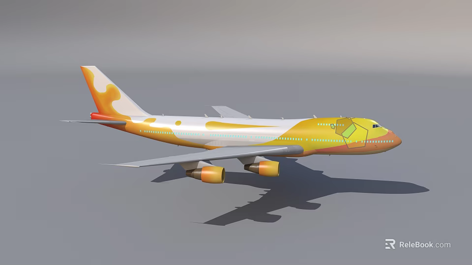 Yellow And Orange Painted Jet Airplane With Stylish Livery And Unique Design 3d model 