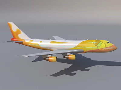 Yellow And Orange Painted Jet Airplane With Stylish Livery And Unique Design 3d model