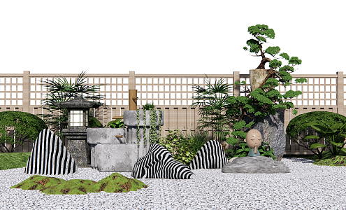 New Chinese style landscape sketch courtyard landscape 3d model