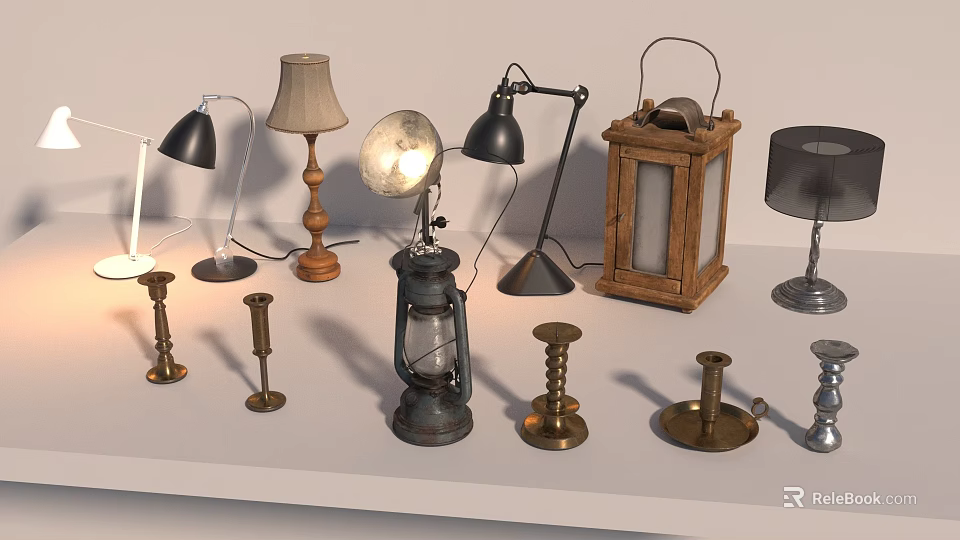 Various Table Lamps With Different Styles Materials And Designs For Home Decor 3d model