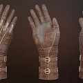 Brown Leather Gloves With Gold Decorations