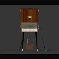 Vintage Wooden Record Player With Open Lid Turntable Stand And Storage Basket