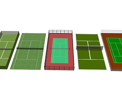 Different Surface Tennis Courts For Sports Fitness Training Activities 3d model