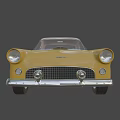 Vintage Yellow Convertible Car With Classic Front Design And White Wheels