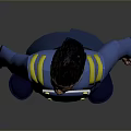 Game and Movie Character in Blue Coat with Yellow Accents Light Pants and Blue Boots