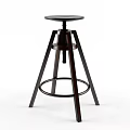 Wooden Bar Stool With Triangular Legs Swivel Function Round Seat Footrest Ring 3d model