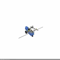 Blue Wheeled Agricultural Sprayer With Long Pole Yellow Components And Pink Engine