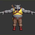 Orc Warrior Character With Yellow Vest And Red Boots 3D Render 3d model