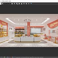 Cozy Dessert Shop Interior With Open Display Counters Seating Area And Warm Decor 3d model