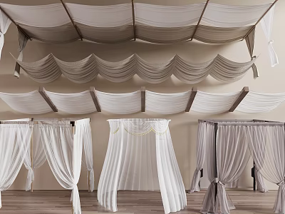 Elegant Ceiling Drapery Styles With Soft Fabric For Indoor Wedding Decor 3d model