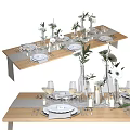 Elegant Dinnerware Set For Sophisticated Dining Table Setting With Vases Candles And Greenery