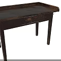 Vintage Old Wooden Table With Worn Tabletop And Sturdy Legs Design
