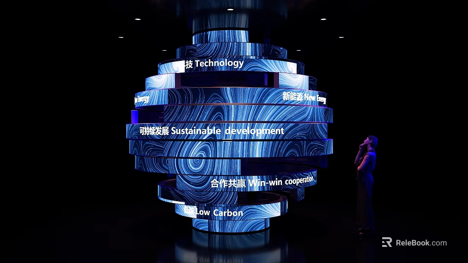 Spiral Display Structure Featuring Technology Sustainable Development Win win Cooperation and Low Carbon 3d model