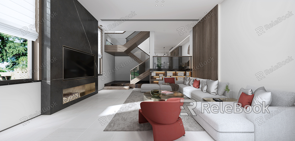 Modern Duplex Living Room Villa model