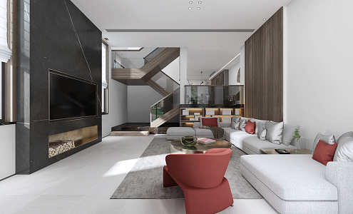 Modern Duplex Living Room Villa 3d model