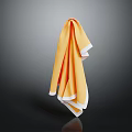 Yellow Household Towel With White Trim Hanging For Daily Use