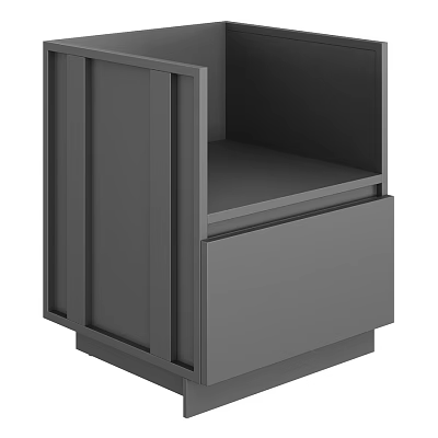 Modern Gray Kitchen Cabinet With Storage Drawer And Door Design 3d model