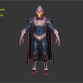 Futuristic Game and Movie Character in Blue Armor Costume with Glowing Chest Cape and Helmet