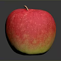 Fresh Red and Yellow Apple with Glossy Skin on Dark Background and Shiny Reflection