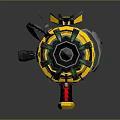 Futuristic Sci Fi Weapon With Yellow Mechanical Body And Green Glowing Cannon