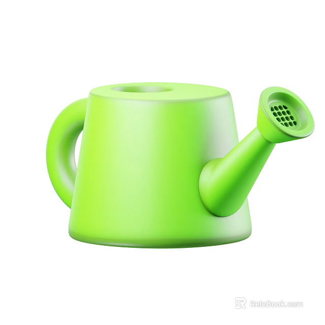 Green Watering Can Decorative Ornament Set with Stylish Modern Design 3d model 