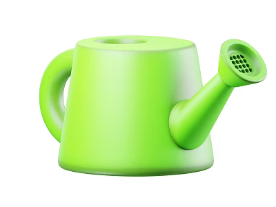 Green Watering Can Decorative Ornament Set with Stylish Modern Design 3d model