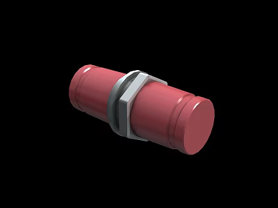 Red Cylindrical Industrial Equipment With Silver Metal Clamp For Pipeline Use 3d model