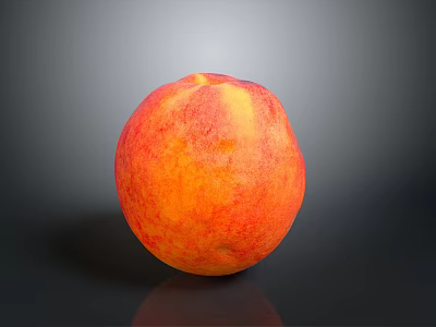 Fresh Ripe Juicy Peach With Vibrant Orange Red Yellow Smooth Skin Isolated On Dark Background 3d model