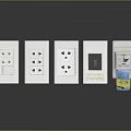 White Computer Power Sockets With Multiple Outlets Emergency Priority Device And Yellow Indicators 3d model